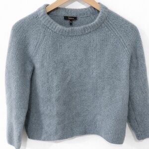 Quince Mongolian Cashmere Fisherman Crewneck Sweater Dusty Blue Girls XL
